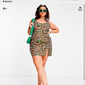 COLLUSION PLUS Abstract print shift dress in multi